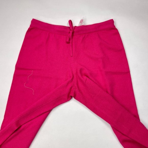 Bloomingdales Silk Cashmere Knit Pant Women L NWOT Elastic Waist Drawstring Pink - Picture 5 of 12